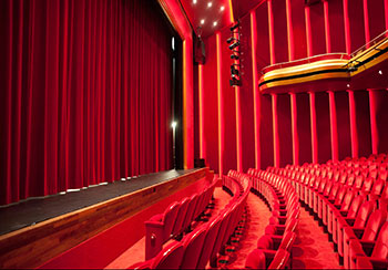 Red mohair theatre curtain