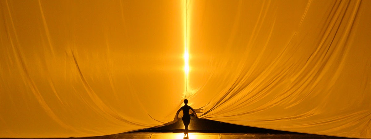Colourfully backlit stage fabric