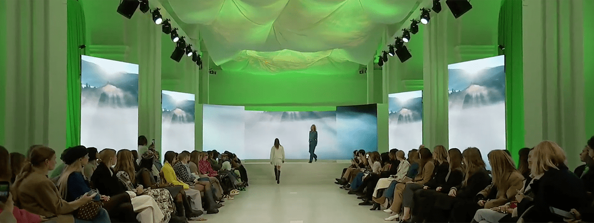 Eco-friendly ceiling decoration at fashion show Tomorrow Denim