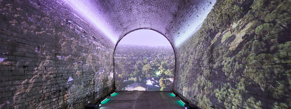 Novatech ShowTex RP Grey Plus, PolyMolton for Sleeps Hill Tunnel - Adelaide Fringe Festival