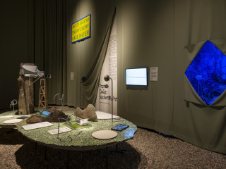 Wide Wool Serge drape dresses up international expo Triennale di Milano