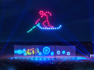 XL projections on outdoor Cielorama scrims at Sky Song