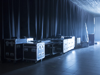 ShowTex EasyDrape with black Molton pleated for backstage area