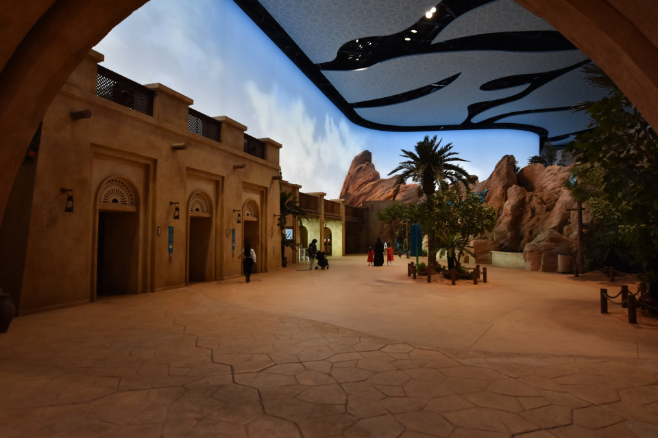 Printed, backlit cyclorama decorates theme park