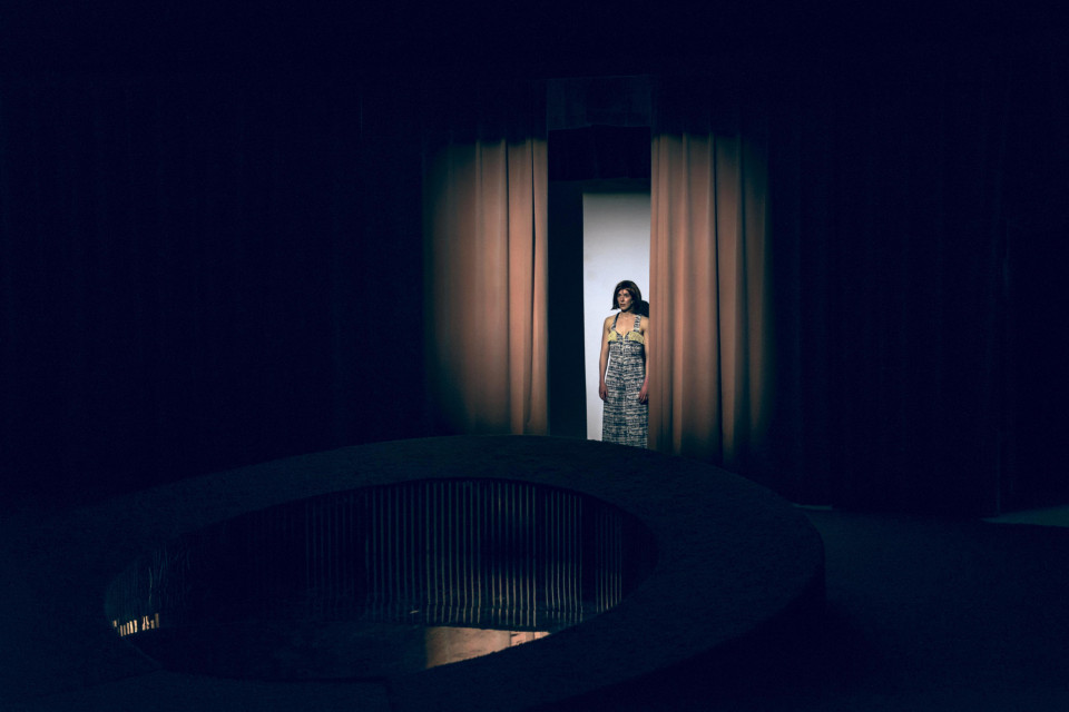 Nostalgic television studio setting on a stage