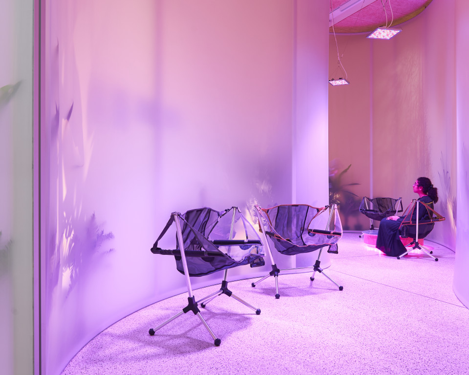 ShowTex Cyclo 200 CS, PolarisVoile, StretchTulle, ClearScreen Frost, Voile CS for Home Futures expo - London Design Museum