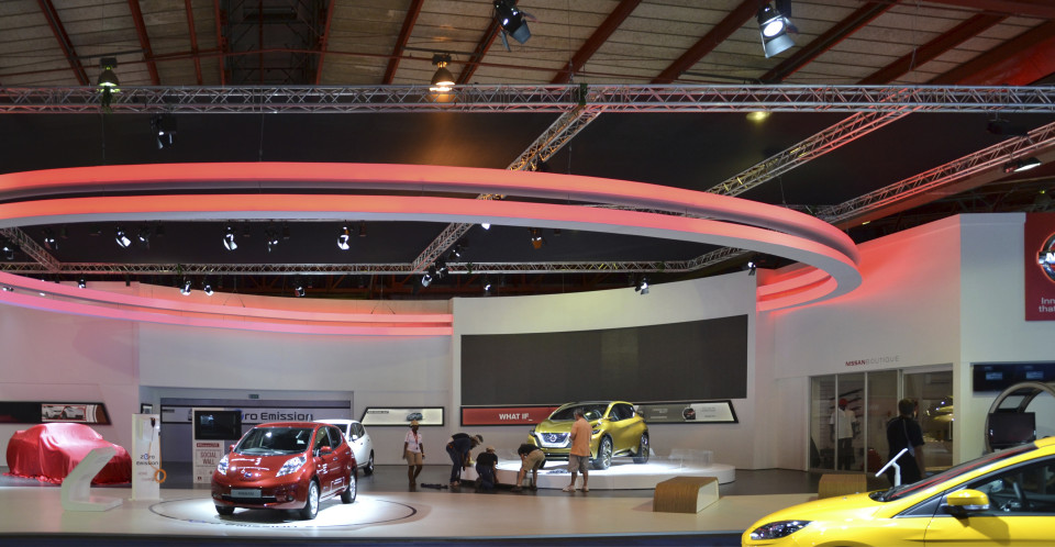 ShowTex black trade show stand ceiling coverage for JIMS 2013 car show