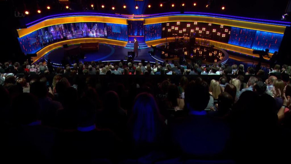 ShowTex blue Satinac Crunch backdrop for Jonathan Ross TV Show